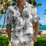 2025 Summer Animal Crane Men Hawaiian Shirt 3d Plant Shirt For Men Flower Print Plus Size Hawaiian Shirts Beach Flower Shirt 5xl