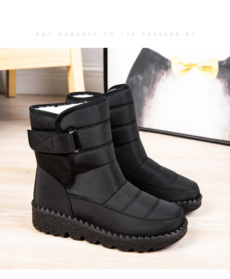 Waterproof Winter Boots for Women 2023 New Faux Fur Long Plush Snow Boots Woman Platform Shoes Warm Cotton Couples Ankle Boots