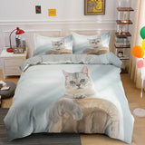 3D Cat Bedding Set Luxury Animal Duvet Cover with Pillowcase Queen King Single Double Size for Girls Boy Polyester Quilt Cover