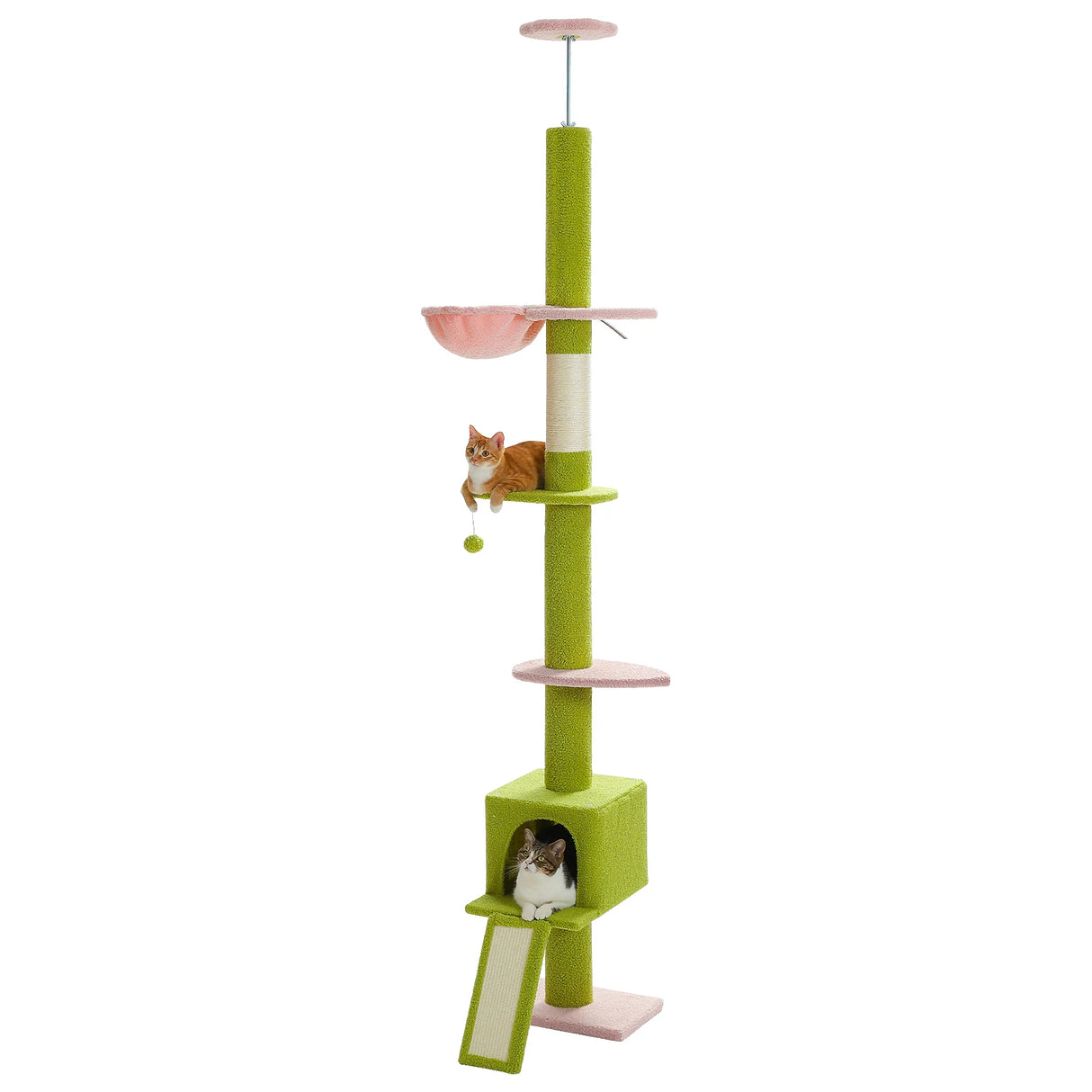 Adjustable 210-274CM Floor to Ceiling Cat Tree Tower 5 Tiers Climbing Tree for Indoor Cats with Condo Scratching Post Ladders