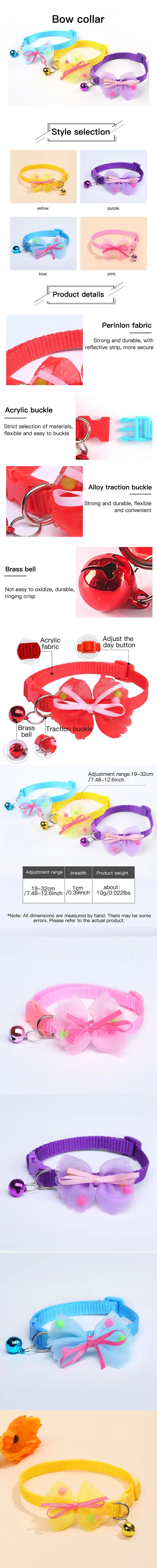 1 PC Adorable Pet Collar with Bow, Bell, and Ribbon - Ideal for Dogs and Cats!