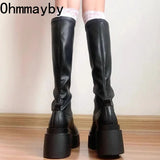 Platform Heel Knee High Boots Women Fashion Ladies Slip On Knight Long Boots Autumn Winter Women's Footwear