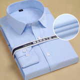 8XL Plus Size Men's Top Quality Dress Shirts Long Sleeve Slim Fit Solid Striped Business Formal White Shirt Male Social Clothing