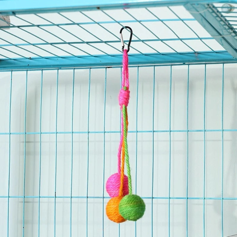 Pet Cat Scratch Toy Hanging Sisal Ball Built-in Bell Interactive Toy Pet Supplies  аксесуари для котів  игрушки для кошек