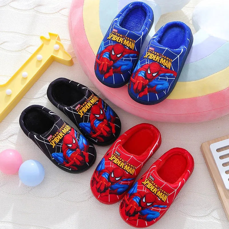 Spider Man Pattern Children Cotton Slippers Autumn Winter New Kids Indoor Shoes Cartoon Fashion Warm Baby Boys Cottonslipper