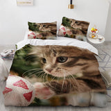 3D Cat Bedding Set Luxury Animal Duvet Cover with Pillowcase Queen King Single Double Size for Girls Boy Polyester Quilt Cover