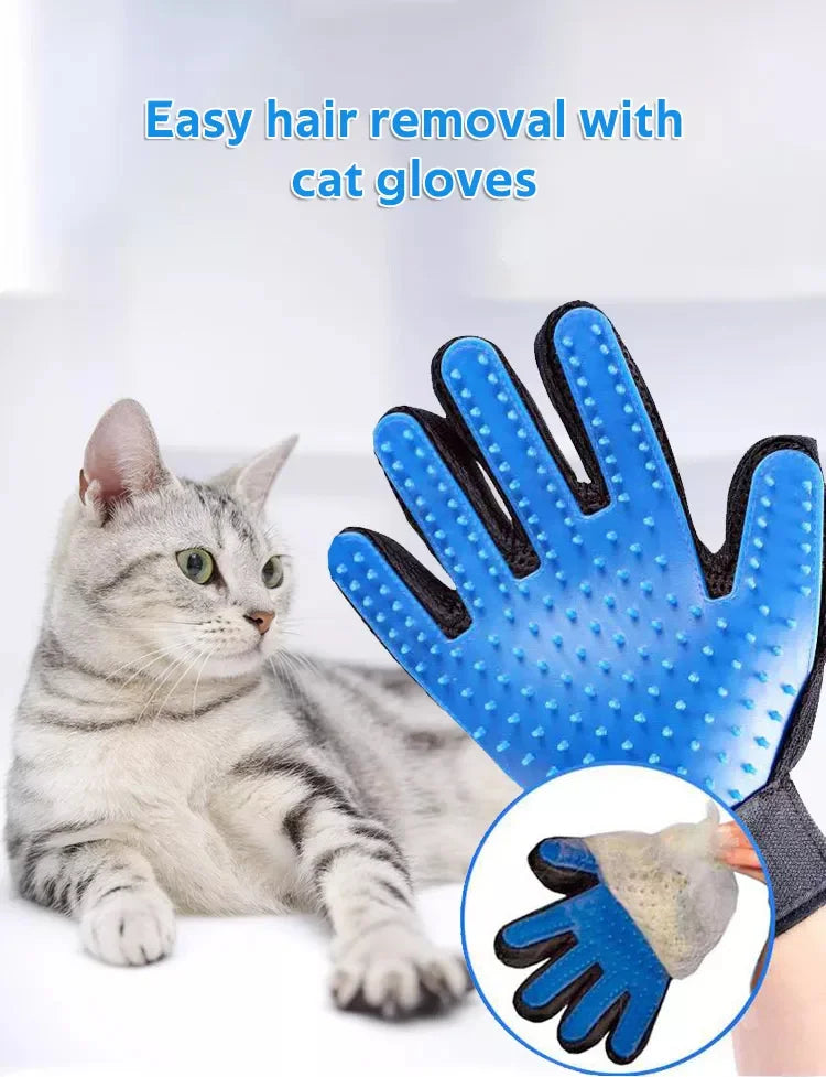 Pet Grooming Glove for Dog Cat Rabbit Fur 2 Sided Massage Grooming Brush Bath Cleaning Gloves De-Shedding De-Matting Pet Hair