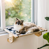 Mewoofun Sturdy Cat Window Perch Hammock Bed with Wood Metal Frame for Cats Easy to Assemble for Windowsill Bedside and Cabinet