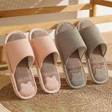 Couples Home Cotton Linen Slippers Women Indoor Bedroom Soft Slides Comfortable Men House Shoes Non-slip Breathable Flats