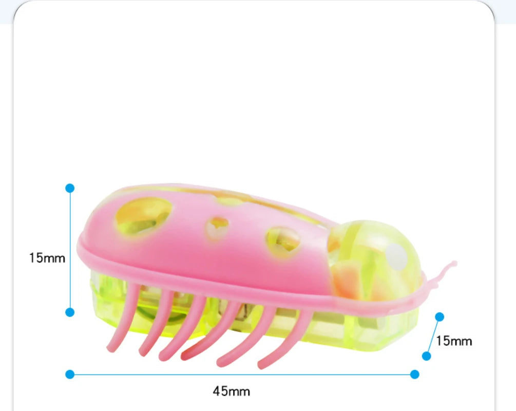 Electric Insect Cat Toy, Cat Escape Obstacle Automatic Flip Toy Battery Operated Vibration Pet Beetle Playing Toy Mini Robot Bug