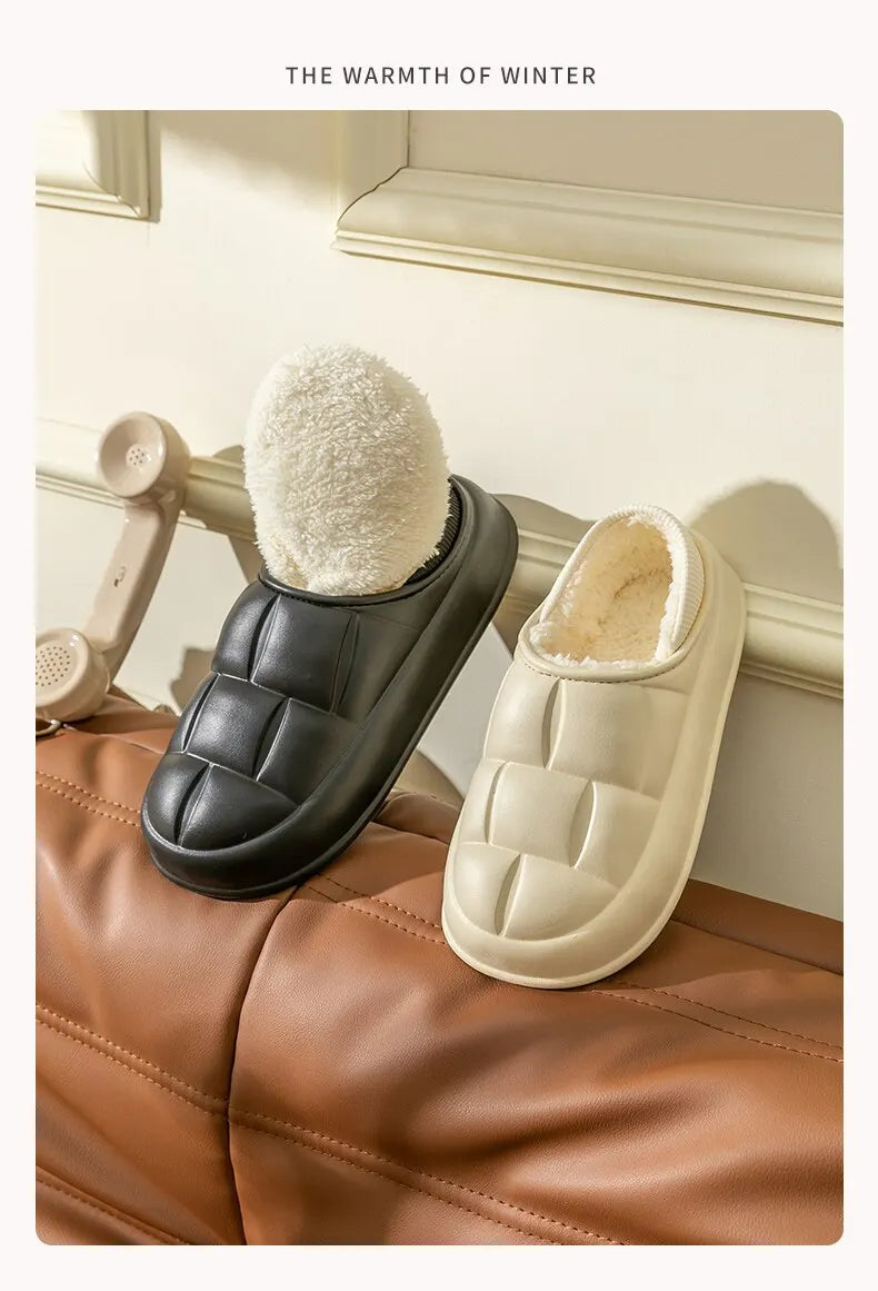 Winter Home Cotton Shoes Women's Thickened, Anti Slip, Waterproof, Snow Proof, Warm External Wear Cotton Slippers For MenMTX2244