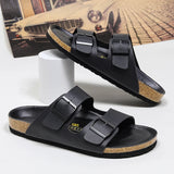 Men Leather Summer Sandals 2023 Male Women Birke Slippers Clogs Slippers Classic Buckle Cork Slides Slippers for Men Slippers