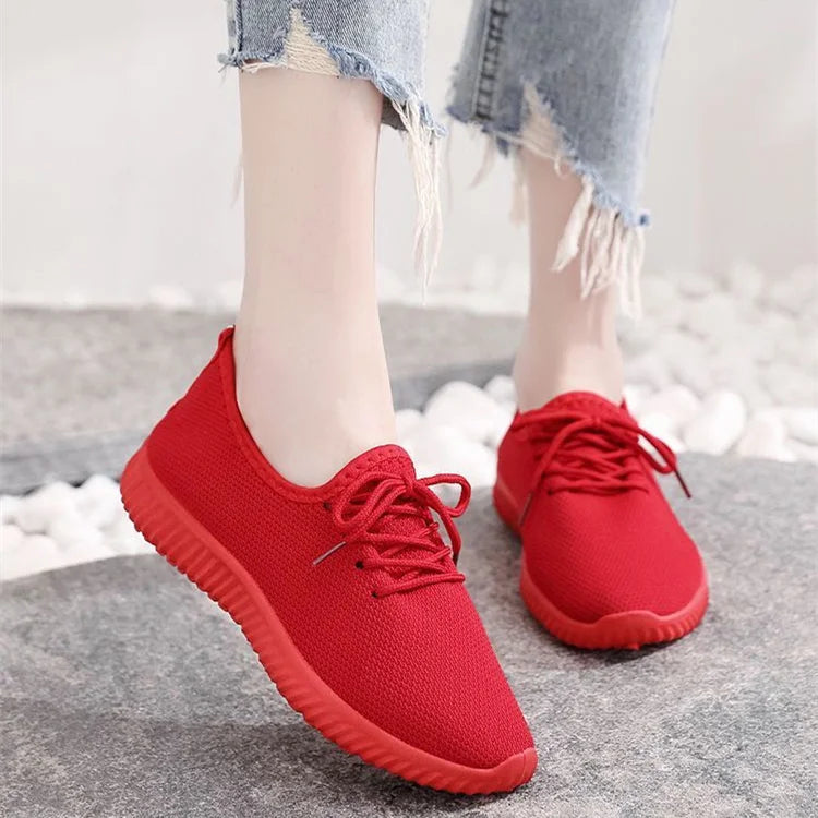 Women's Vulcanize Shoes 2024 Sneakers Solid Black Red Shoes Gym Fitness Trainers Walking Sport Shoes Female Zapatos Mujer