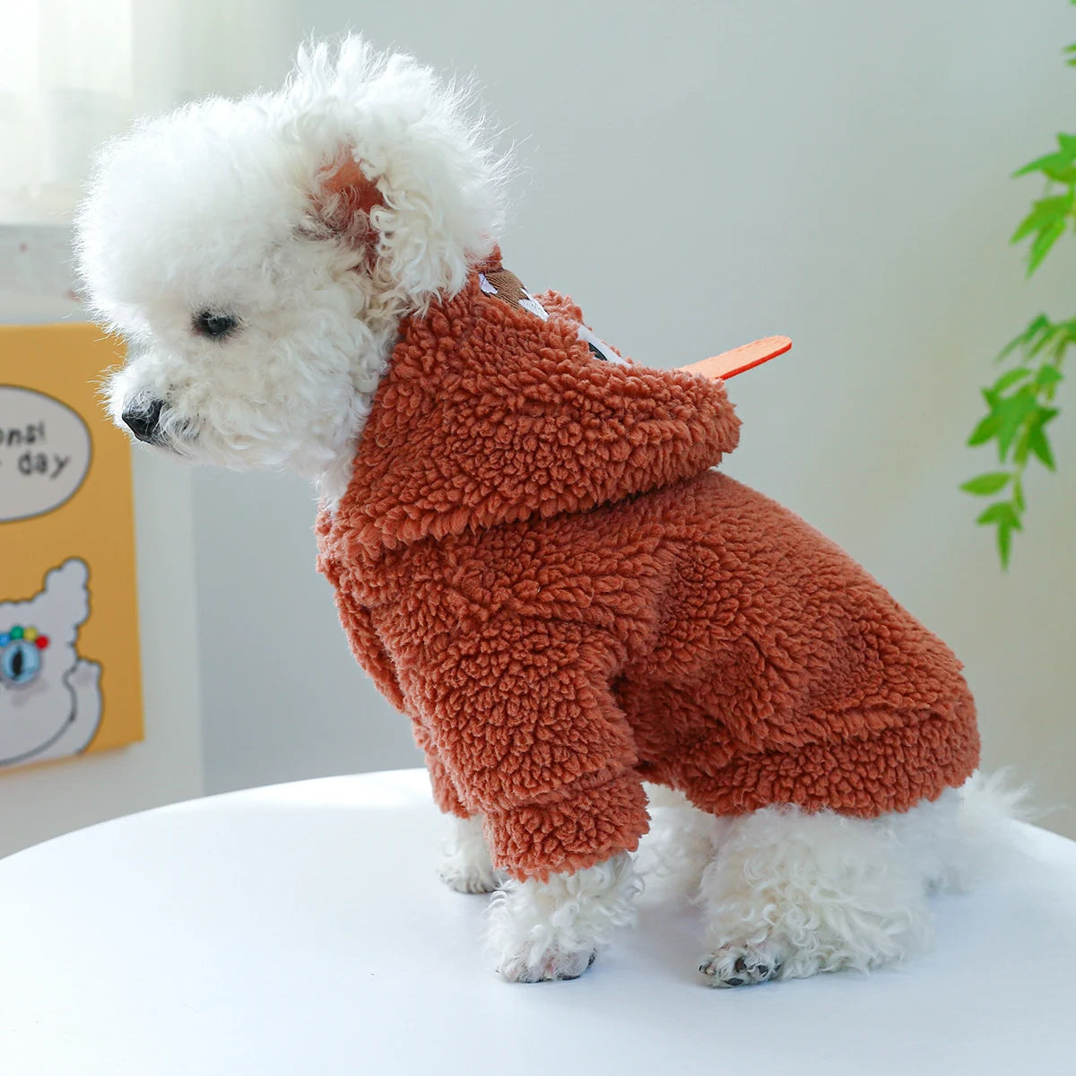 1PC Pet Apparel Cat Autumn/Winter Plush Thickened Warm Halloween Funny Hoodie Coat With Drawstring Buckle For Small Medium Dogs