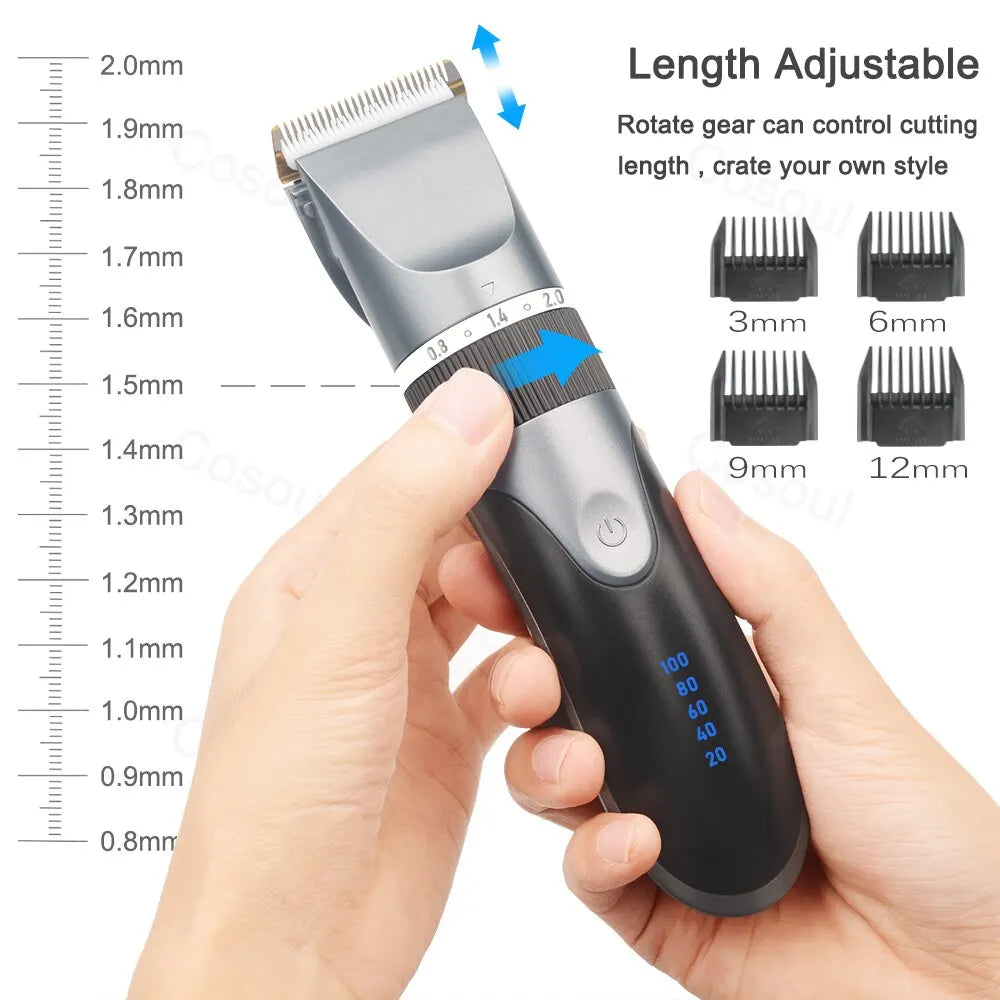 Professional Hair Clipper Electric Barber Hair Trimmers For Men Adults Kids Cordless Rechargeable Hair Cutter Machine Hair Trim