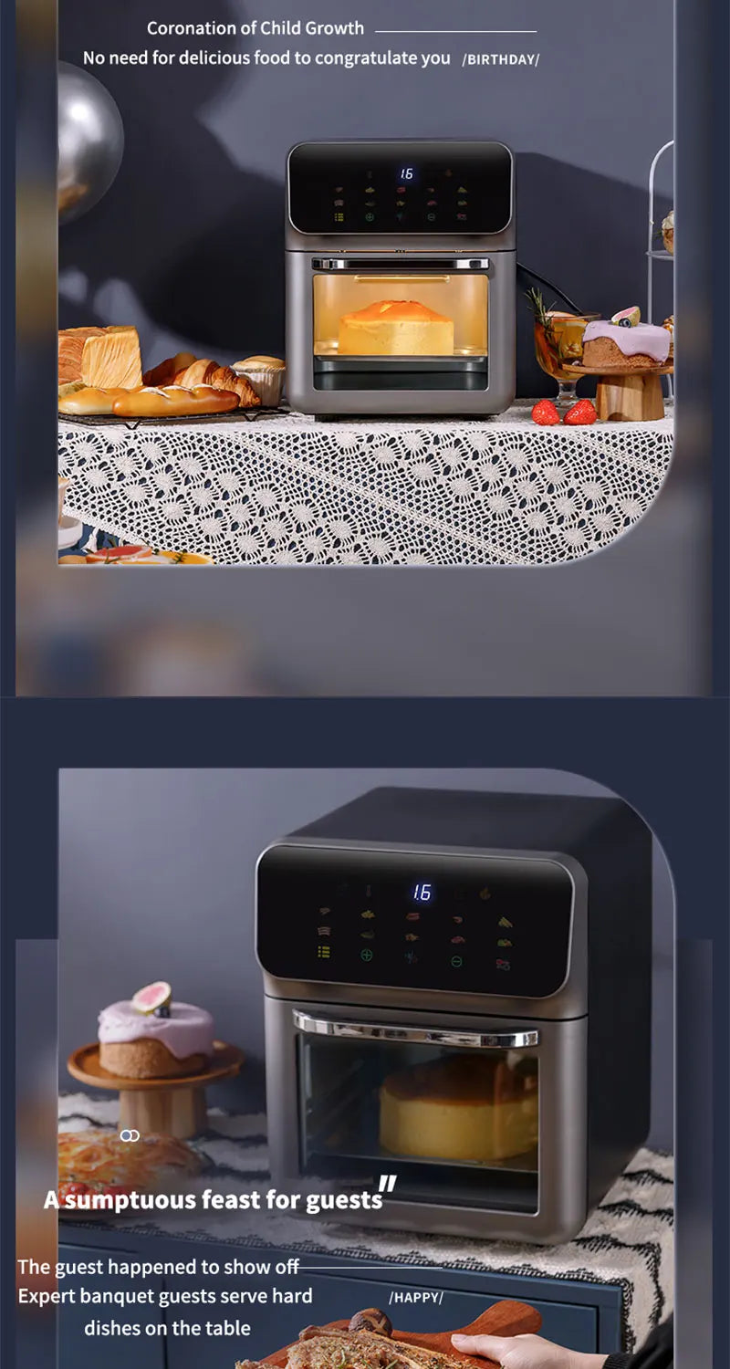 10L Large Capacity Electric Air Fryers Oil-free Automatic Household Kitchen 360°Baking Convection Oven Deep Fryer without Oil