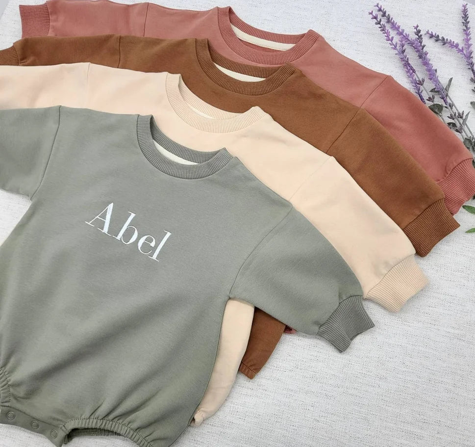 Organic Cotton Baby Sweatshirt Romper,Embroidered Name Infant Sweatshirt,Personalized Baby Sweatshirt,Newborn Gift,Baby Shower