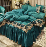 Lace edge bed skirt bed cover matte four piece set, 1.5m 1.8m European style thickened version