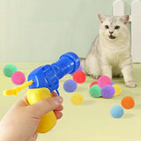 Cat Plush Ball Shooting Gun Silent Toy Interactive Relief Self Hi Fun Micro Elastic Static Sticking Fur Set Color Random