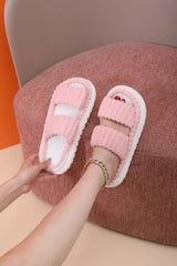 Women Spring Autumn Home Cotton Slippers Ladies Open Indoor Drop Toe Slides New Imitation Rabbit Hair Inside Flat Slippers