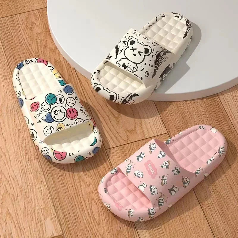 Fashion New Hot Print Slippers Beach Sandals Thick Soled EVA Home Slippers Indoor Bathroom soft sole Non-slip Couples Slippers