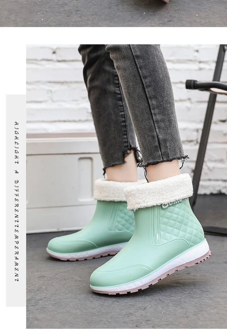 2024 New Fashionable Adult Nonslip Outer Wear Rainy Day Waterproof Rain Boots Waterproof Leisure Fishing and Sea Shoes for Women