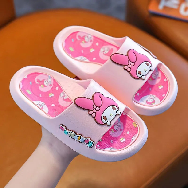 2024 Summer Boys Girls Sandals Cute Hello Kitty Children's Casual Shoes Anti-slip Kids Beach Shoes Soft Bottom Home Slippers