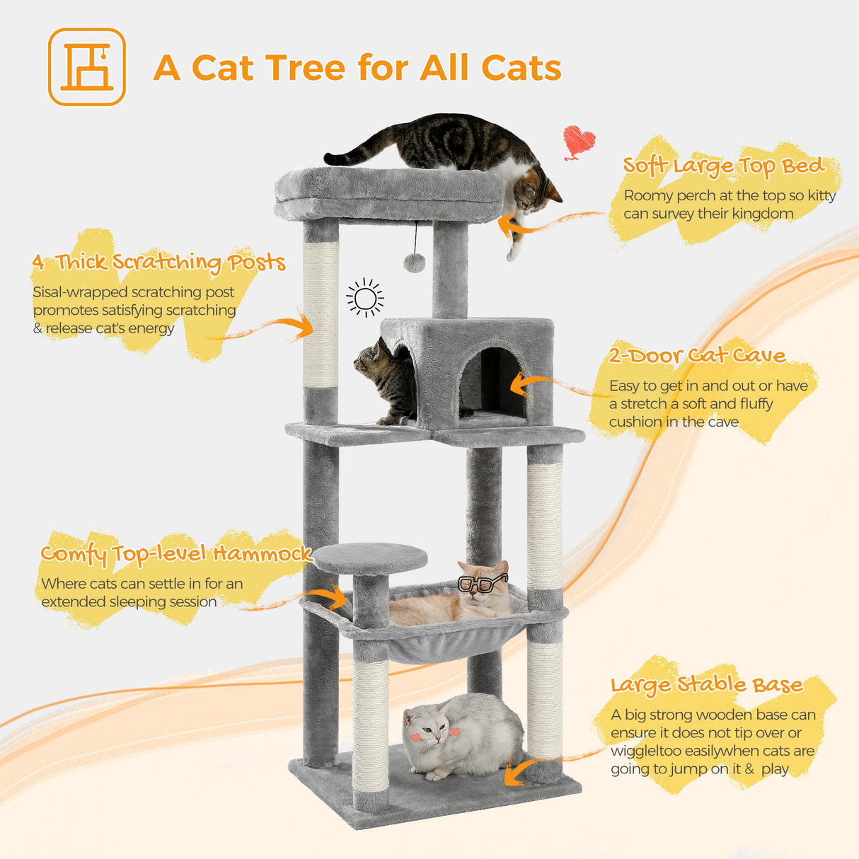 Multi-Level Cat Tree Tower with Condo Scratching Post for Cat Furniture House Cat Scratcher Cat Supplies Cat Toy