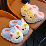 New Winter Kids Plush Slippers Cartoon Unicorn Children's Indoor Slides Non-Slip Soft Mule Girls Boys Warm House Cotton Shoes