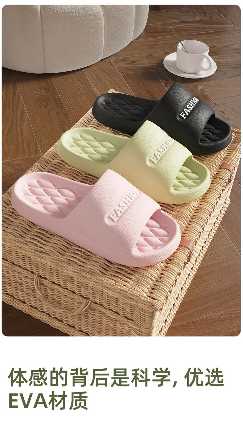 Summer Fashion Women Men Indoor Sofa Soft Comfortable Bottom Home Slippers Household EVA Slippers Anti-slip Outdoor Beach Slides