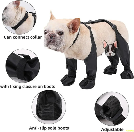 ATUBAN Waterproof Dog Boots Anti-Slip Dog Shoes with Rugged Rubber Sole, Pet Paw Protector for Small Medium Dogs.