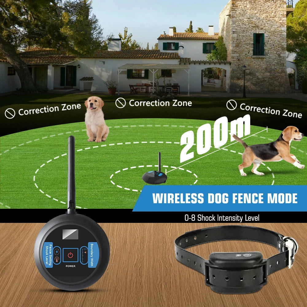 Wireless Dog Fence, Electric Dog Collar Fence,Pet Containment System, Adjustable Warning Strength, Rechargeable, Harmless and Su