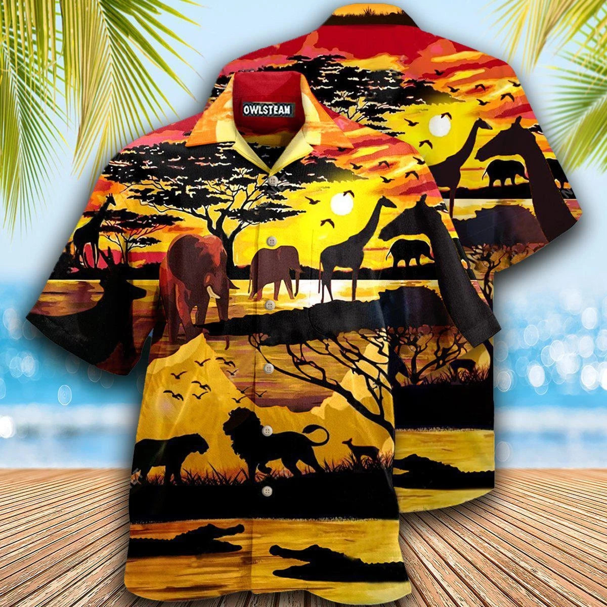 Summer Hawaiian Shirt for Men Designer 3d Printing Flamingo Short Sleeve Oversized Funny Men's Clothing Fashion Beach Harajuku