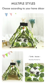 Pet Teepee Tent for Cats and Dogs Portable Removable Washable Dog House Indoor Puppies House with Cushion and Blackboard Cat Bed