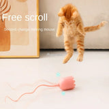 Interactive Cat Toys USB Electric Intelligent Rolling Ball Toy Cats Pet Silicone Automatic Rotate Mouse Tail Kitten Teaser Stick