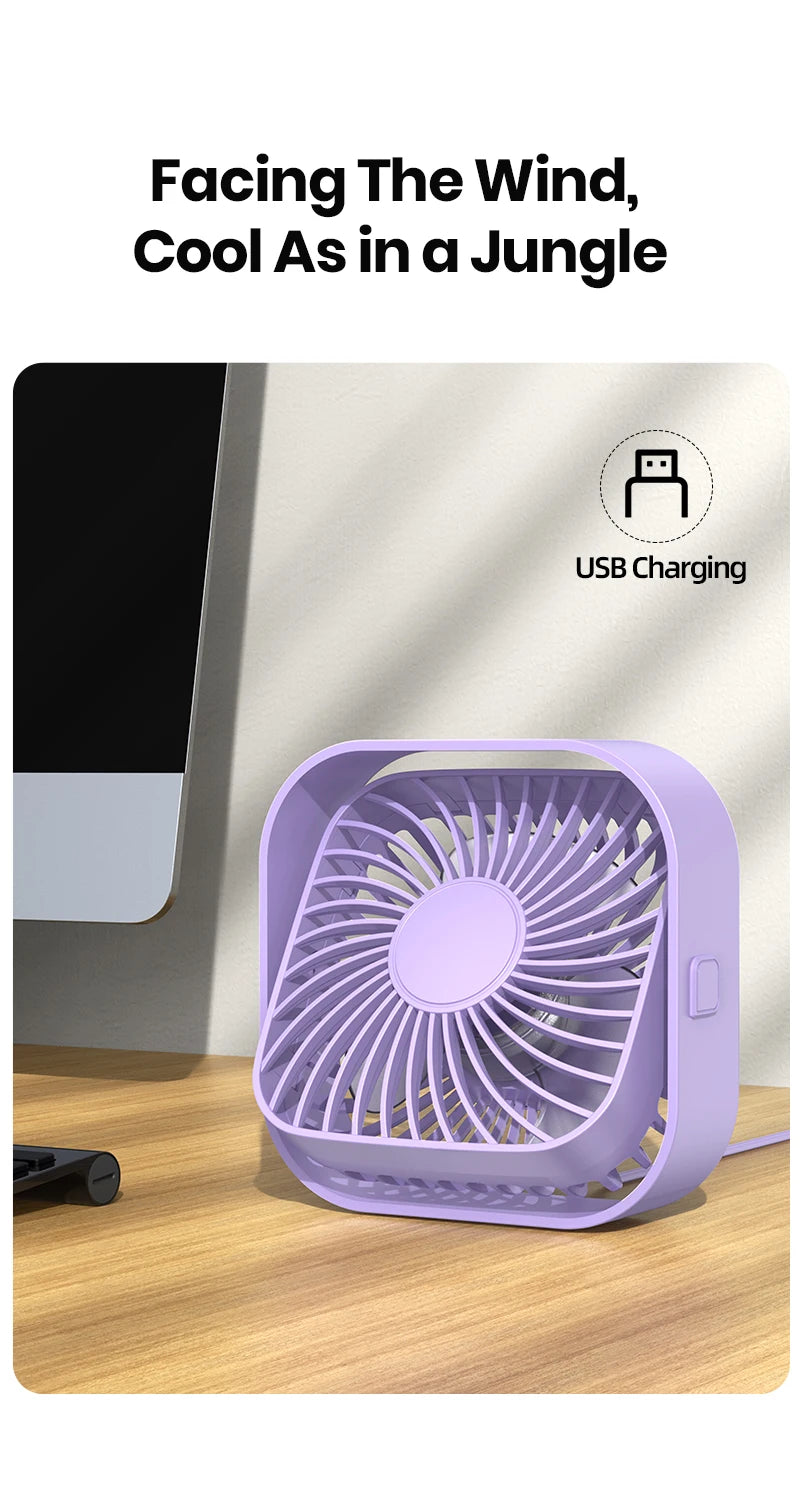 TOPK USB Portable Mini Fan,Desk Personal Electric Fan Table ,Standing Fans for Room,3 Speed Wind 360°Rotatable for Camping Quie