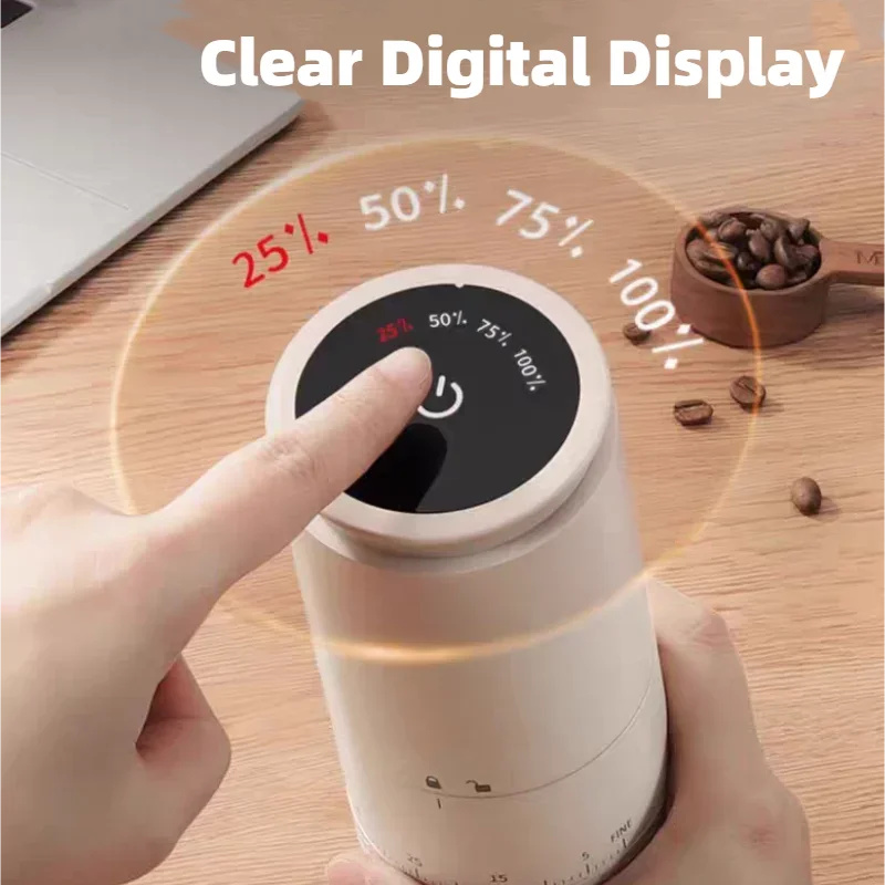 New 1500mAh Electric Coffee Grinder Externally Adjustable Type-C Charging Coffee Burr Grinder Bean Grinding Machine Coffee Maker