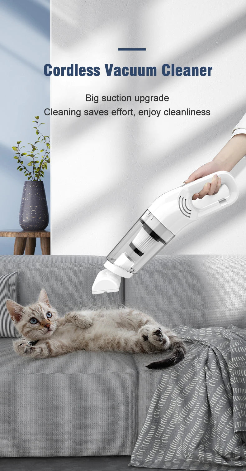 Handheld Home Vacuum Cleaner Rechargeable Portable Vacuum Cleaner Car Home Dual Purpose Wireless Dust Catcher Pet Hair 10000PA