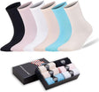 6 Pairs - Bamboo Crew Socks for Women Size 6-9 Seamless Bamboo Fiber Socks with Gift Box