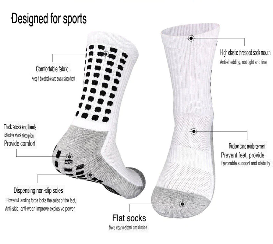 3 Pair Sport Socks anti Slip W/ Grip Soccer Men Football Basketball Sock Premium