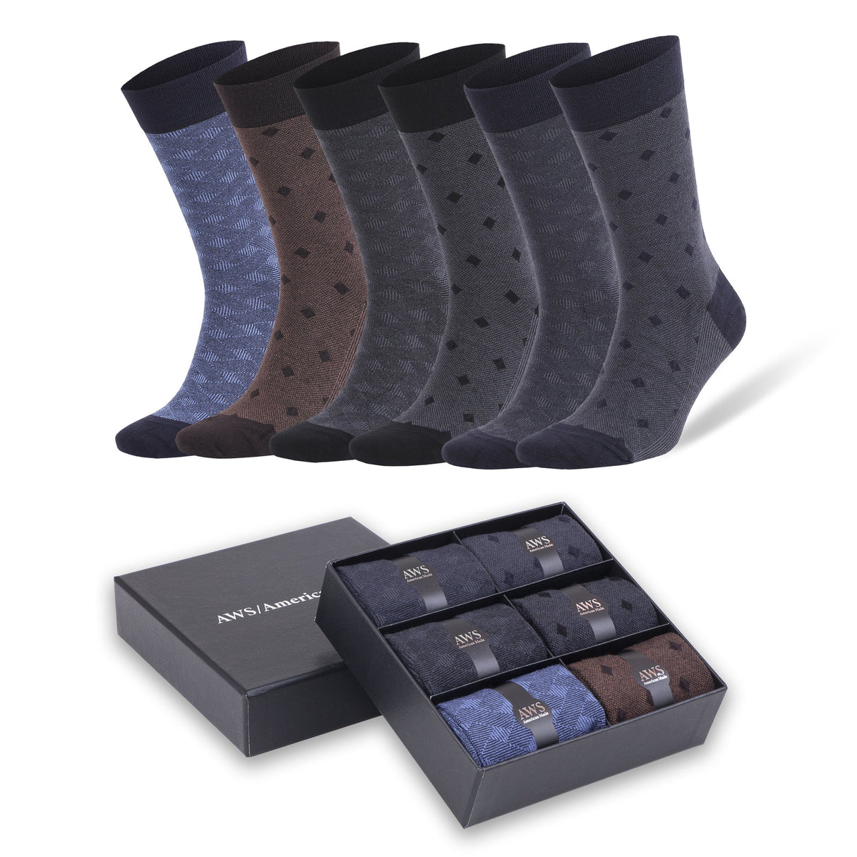 6 Pairs - Bamboo Dress Socks for Men Bamboo Fiber Business Trouser Socks with Gift Box