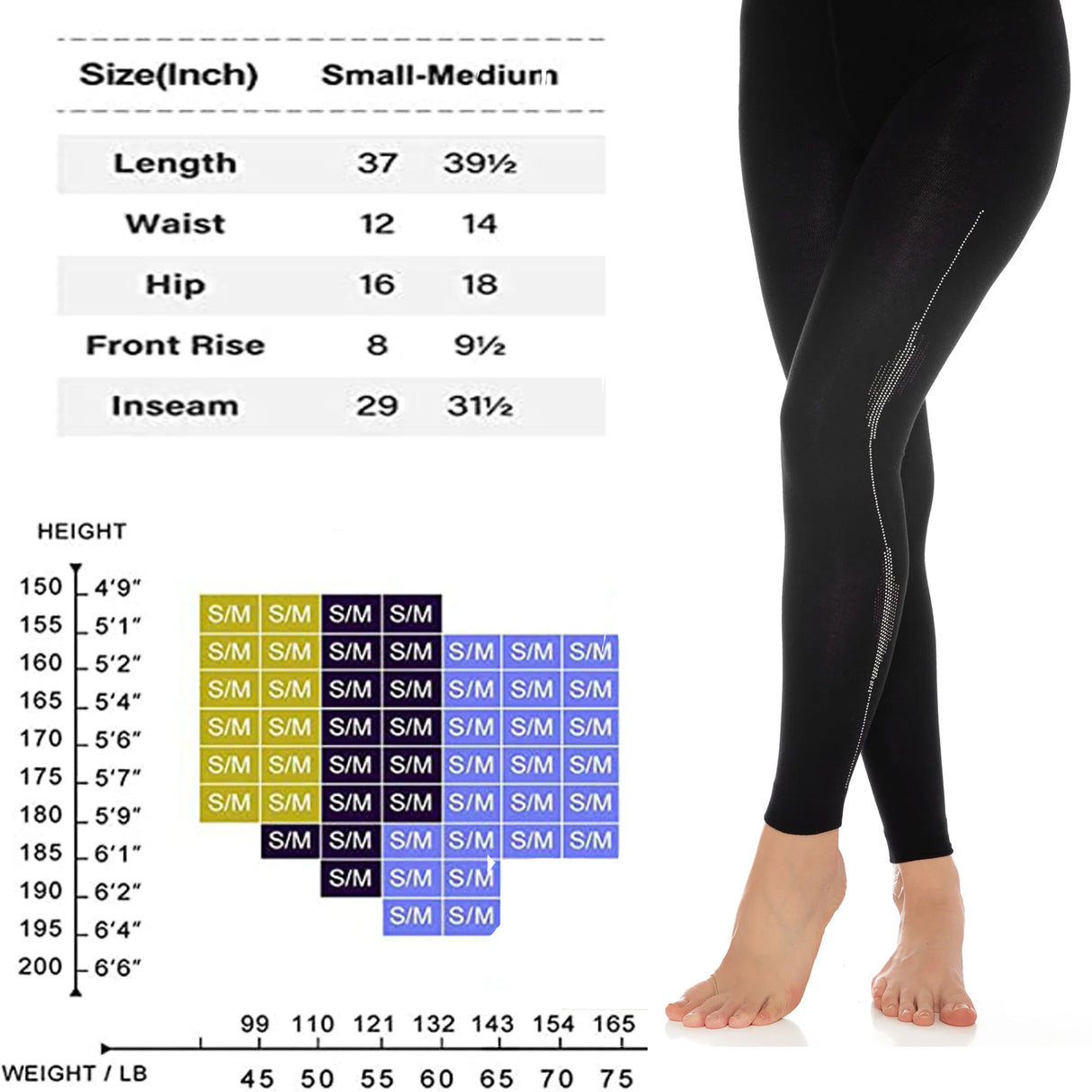 1 Pack - Bamboo Leggings for Women Soft Stretchy Full Length Elastic Leggings with Fancy Accessories