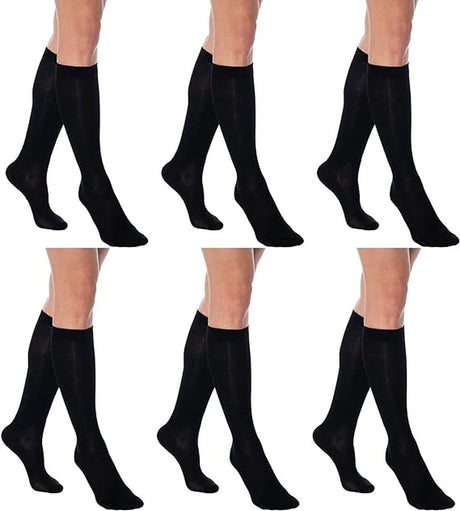 3 Pairs - Women'S Knee High Socks Combed Cotton over the Calf Long Socks