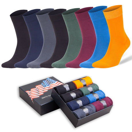 8 Pairs - Men'S Bamboo Trouser Dress Socks Business Casual Socks with Gift Box