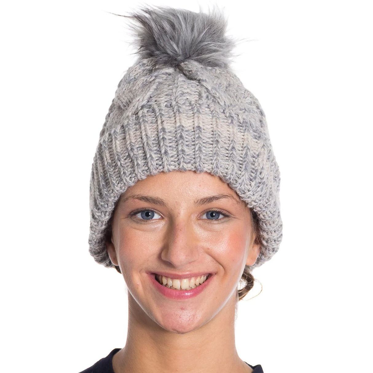 1 Pack - Winter Knitted Slouch Beanie Hat with Pom Pom for Women Winter Hat Beanie