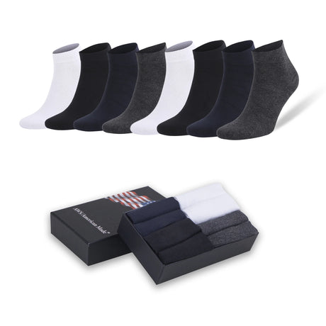 8 Pairs - Bamboo Low Cut Ankle Socks for Men Breathable and Odor Free with Gift Box