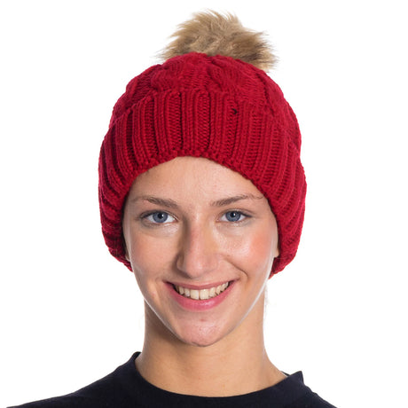 1 Pack - Winter Knitted Slouch Beanie Hat with Pom Pom for Women Winter Hat Beanie