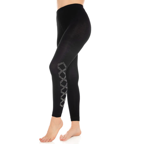 1 Pack - Bamboo Leggings for Women Soft Stretchy Full Length Elastic Leggings with Fancy Accessories