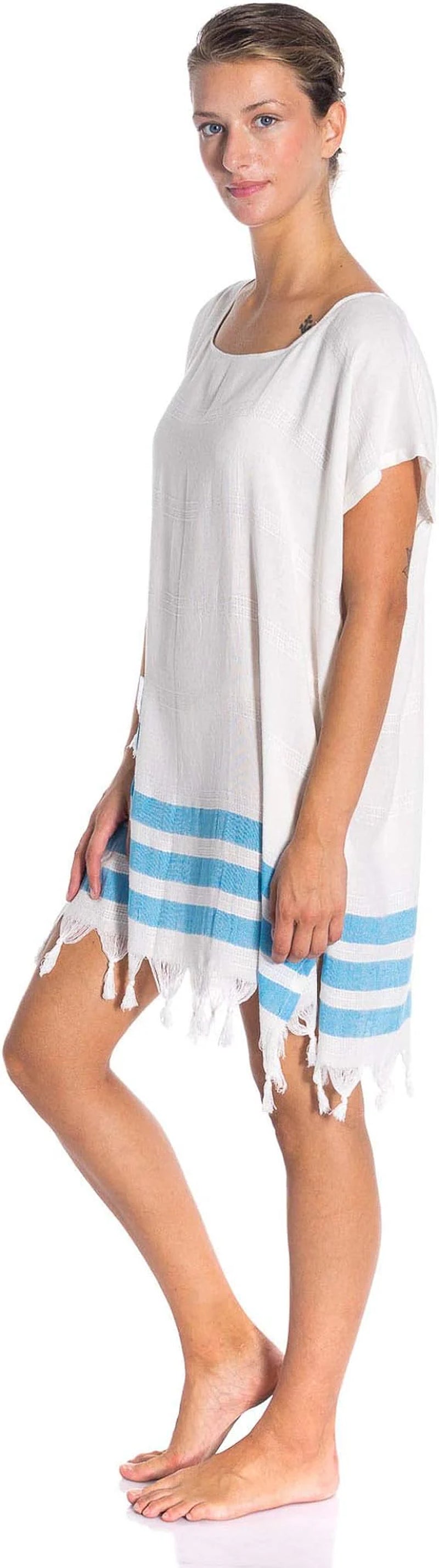 1 Pack - All Cotton Swimsuit Cover Ups for Women Short Sleeve Beach Dress