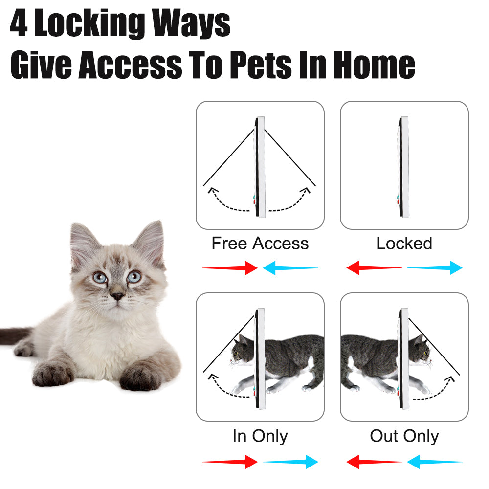 Dog Cat Flap Door For Dog Cat Kitten With 4 Way Lock Security Flap Door Cat Puppy Safety Gate ABS Plastic Small Pet Supplies